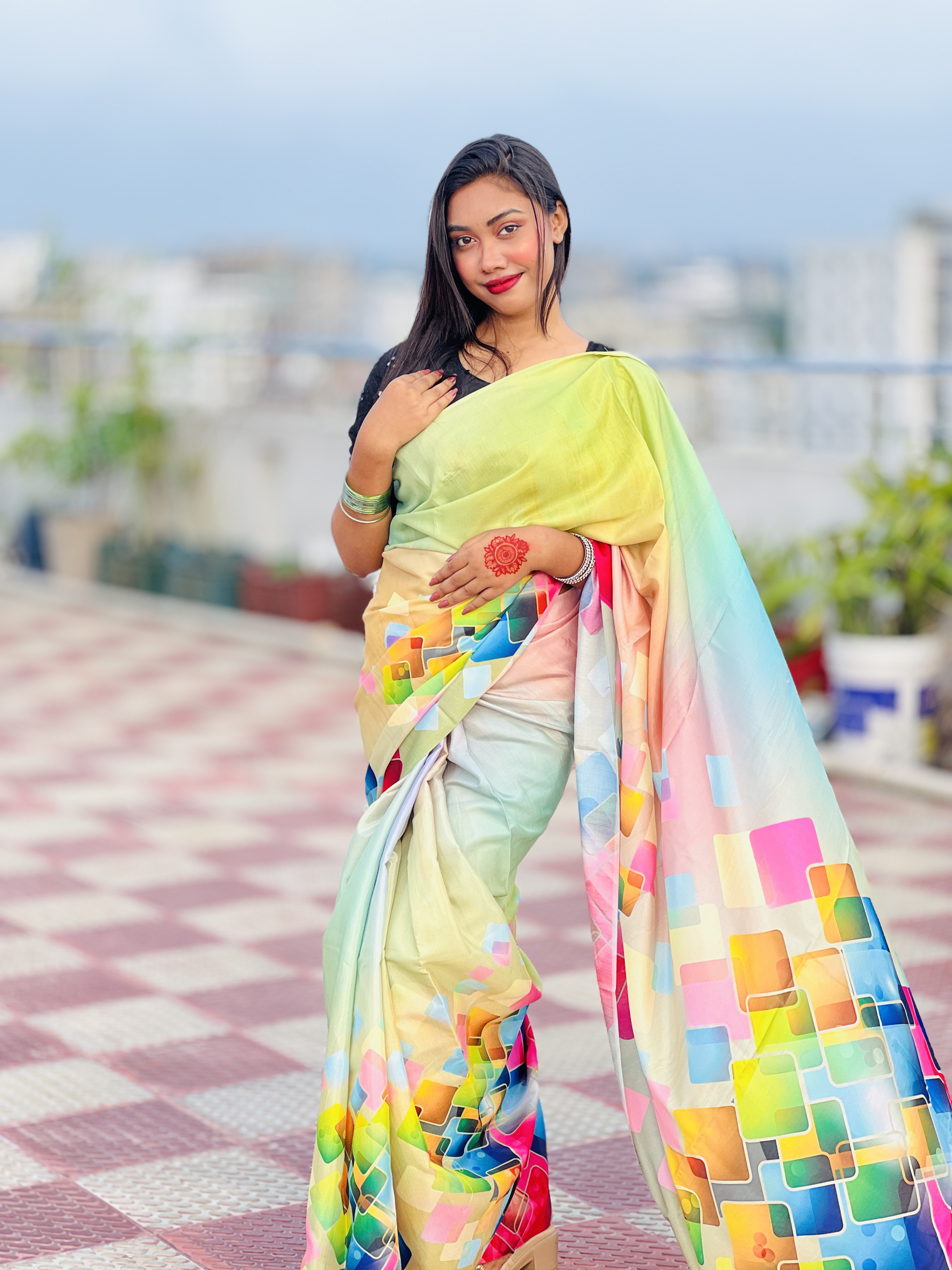 রঙধনু মোজাইক প্রিমিয়াম সফট শাড়ি